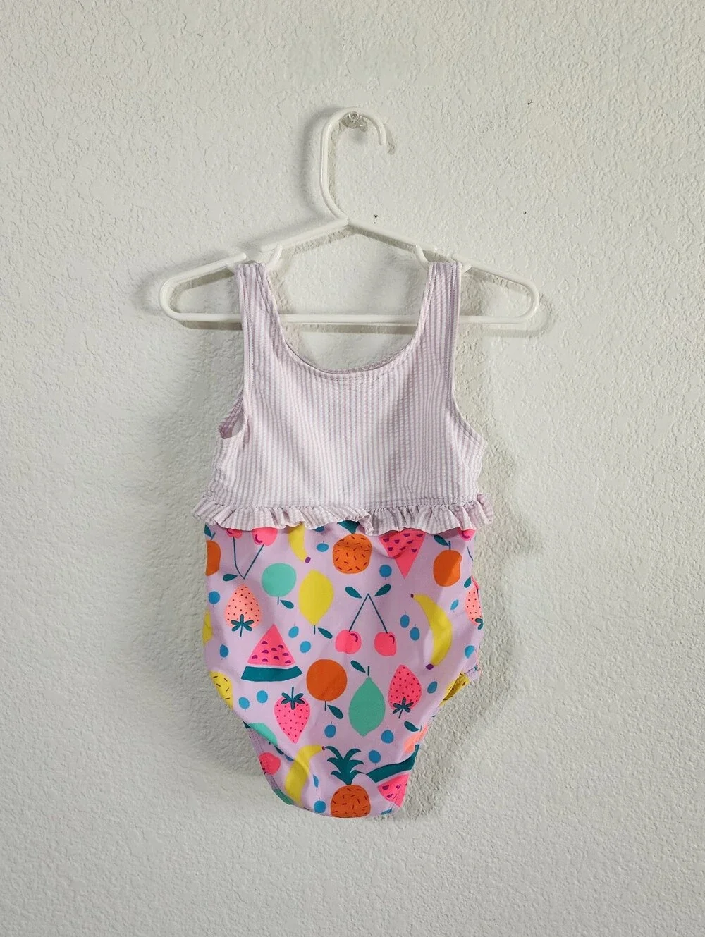 Cat & Jack Girls' 4T Neon Fruit Stripe One Piece Swimsuit
